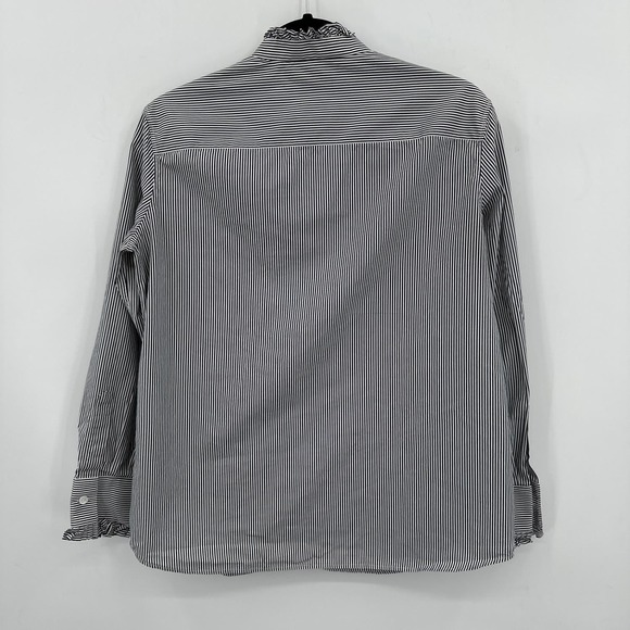 Celine Classic with Frill Collar in Stripped Cotton Black/White Size 42/ US 10 - Picture 5 of 8